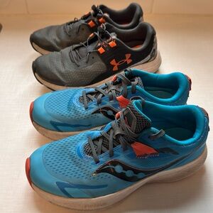 Saucony Ride 15 and Under Armour boys girls kids shoes 3.5 big kid